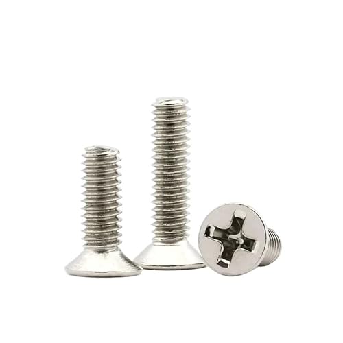 10 Stück M5 M6 Vernickelte Kohlenstoffstahlschraube Kreuzschlitzschrauben mit flachem Senkkopf(50mm,M6-10pcs) von AOIMBNQC
