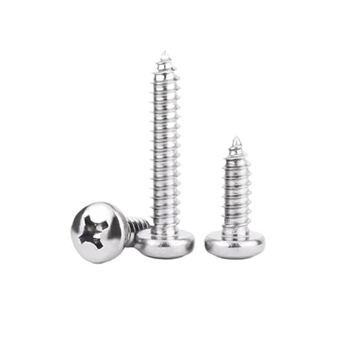 100/200 Stück M1 M1.2 M1.7 304 Edelstahl Kreuzschlitz Rundkopf Selbstschneidende Holzschraube(18mm,M2-100pcs) von AOIMBNQC
