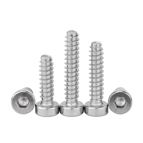 100/200 Stück M1.7 M2 M2.3 M2.6 304 Edelstahl Innensechskantschrauben mit selbstabflachendem Schwanz und Becherkopf(5mm,M1.7-200pcs) von AOIMBNQC