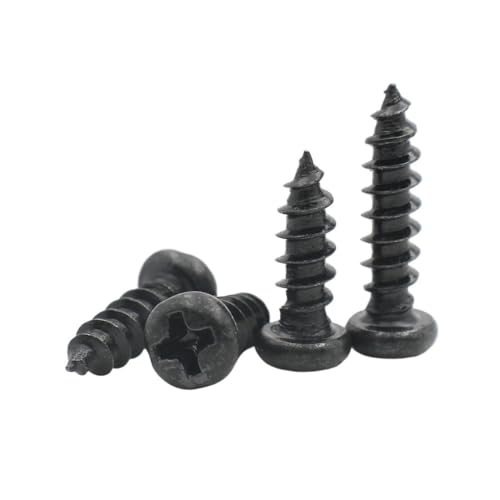 100 Stück M1.7 M2 M2.3 selbstschneidende Kreuzschrauben aus schwarzem Kohlenstoffstahl mit rundem Kopf(4mm,M2 (100pcs)) von AOIMBNQC