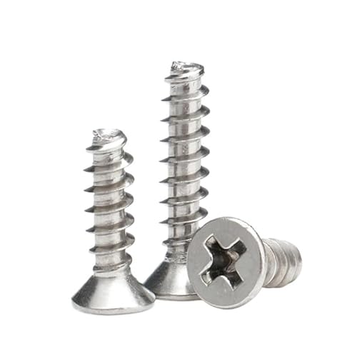 100 Stück M2.6 M3 M3.5 M4 M5 Kreuzschlitz-Senkkopf-Blechschrauben aus vernickeltem Kohlenstoffstahl, Flachschraube(18mm x100pcs,M4) von AOIMBNQC