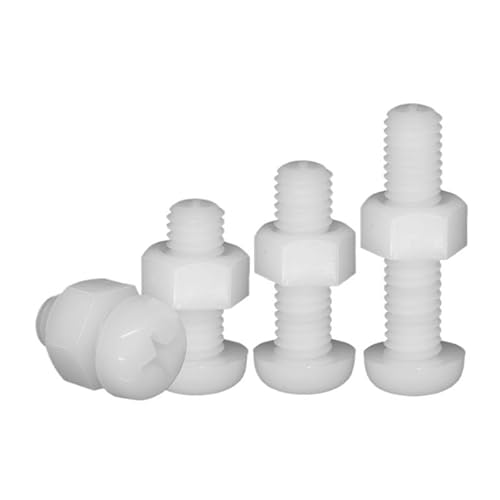 100 stücke M2 .5 M3 M5 M6 Kombination Weiß Nylon Schraube + Mutter Rundkopf Kreuz Kunststoff Isolierte Bolzen(M6x30) von AOIMBNQC