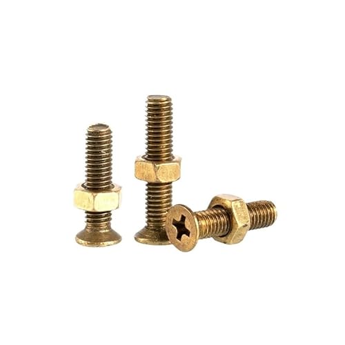 2/3/5/10 Stück M2 .5 M3 M4 M5 M6 Messing Kupfer Senkkopf Kreuzschraubenmutter Kombination Flachkopfschraube Sechskantmutter(M3x16mm-10Sets) von AOIMBNQC