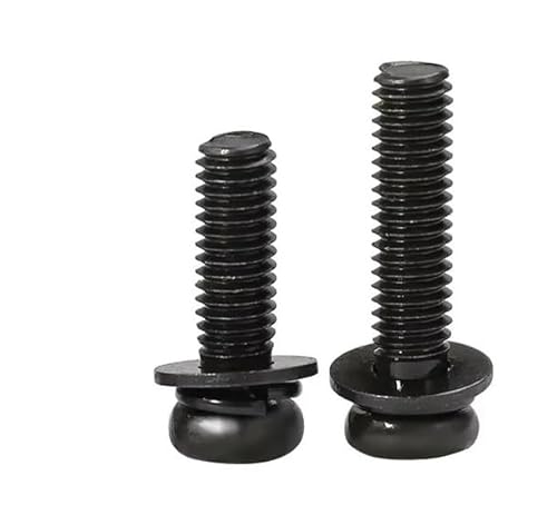 2/3/5/30 Stück M2 M2.5 M4 M5 M6 M8 Schwarz/vernickelter Kohlenstoffstahl Kreuzrundkopf-Unterlegscheibe Kombinationsschraube(Black Zinc,10-24) von AOIMBNQC
