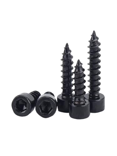 2/5/10/20/30 Stück M2 .6 M3 .5 M4 M5 M6 Klasse 8. Schwarzer Kohlenstoffstahl Innensechskantkopf Selbstschneidende Holzschrauben(M4x16mm-10pcs) von AOIMBNQC