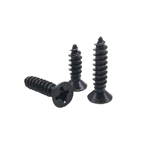 20/30/50/100/200/300 Stück M1 M1.2 M1.7 M2 M2.3 M2.6 M3 Mini-Mikro-Senkkopf-Blechschraube aus vernickeltem/schwarzem Stahl, selbstschneidende Holzschraube(Black Zinc,M4.2) von AOIMBNQC