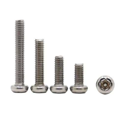 20/50 STÜCKE M2 .5 M3 M4 304 Edelstahl Torx Rundkopf manipulationssichere Bolzenschrauben mit Stift(16mm,M4 20pcs) von AOIMBNQC