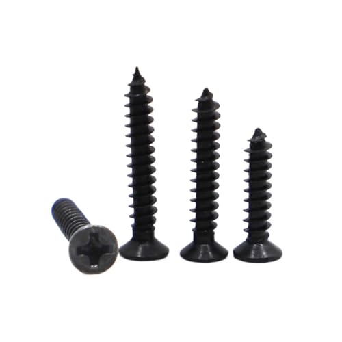 20/50 STÜCKE M2.3 .6 M3 M4 Schwarzer Kohlenstoffstahl Mini Flachsenkkopf Selbstschneidende Holzschraube(6mm,M2.3 50pcs) von AOIMBNQC