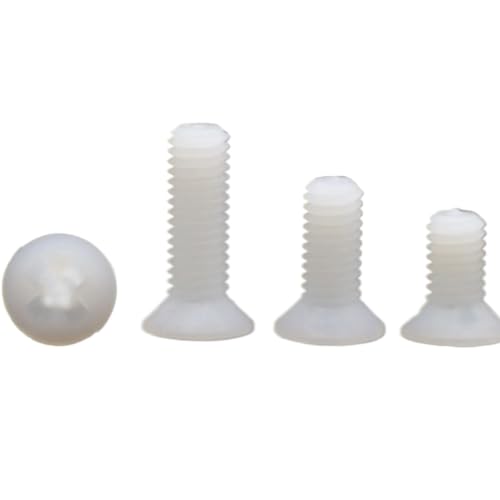 20/50 Stück M2 .5 M3 M4 Kreuzschlitzschrauben aus Nylon mit Senkkopf, weiße Kunststoffschrauben flachem Kopf(12mm,M4 20pcs) von AOIMBNQC