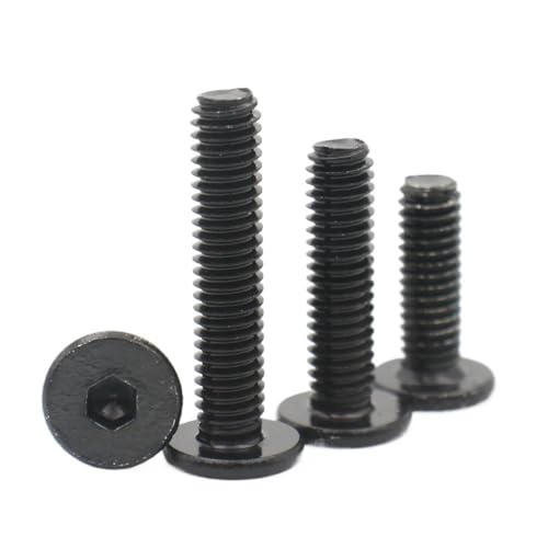 20/50 Stück M2 M2.5 M3 M4 Schwarz 304 Edelstahl Sockel Ultradünn Super Low Flachkopf Inbusschraube Bolzen(40mm,M4 (20pcs)) von AOIMBNQC