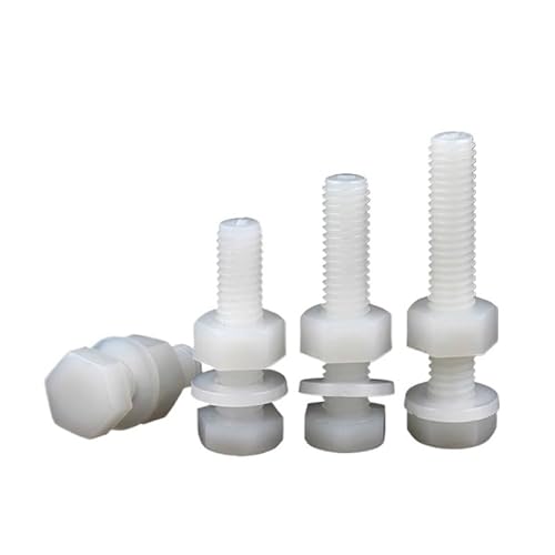 20 Stück M3 M4 M5 M6 M8 Weiße äußere sechseckige Nylonschrauben, Muttern, Unterlegscheibe, metrisches Gewinde, isolierte Kunststoffschrauben, Kombination(M4x25) von AOIMBNQC