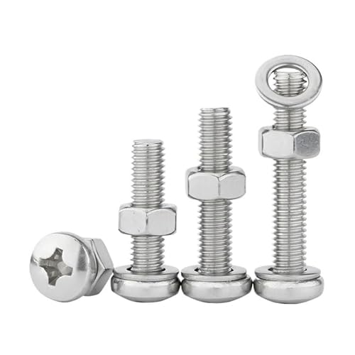 20 stücke M2 .5 M3 304 Edelstahl Schraube Mutter Scheibe Set Runde Kopf Kreuz Bolzen(20mm,M2.5-20pcs) von AOIMBNQC