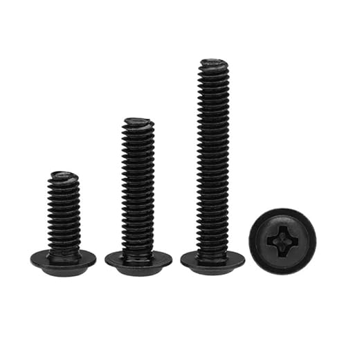 5/10/20 Stück M3 M4 M5 M6 Schwarz/Vernickelte Flachkopfschrauben mit Unterlegscheibe, feste Motherboard-Schrauben mit Pad(30mm,M5-10pcsBlack) von AOIMBNQC