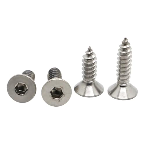 5/10/20 Stück M4 M5 M6 304 Edelstahl Inbus Flach Senkkopf Innensechskant Blechschrauben Holzschraube(16mm,M4 20pcs) von AOIMBNQC