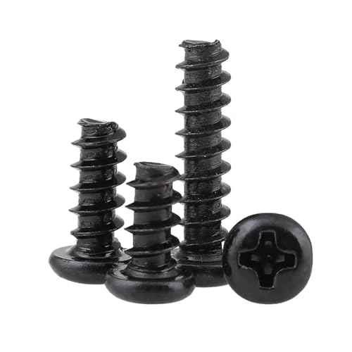 50 Stück M1.4 M2 .3 .6 M3 .5 M4 Mini-Blechschrauben mit rundem Kopf und flachem(Black12mm,M4-50pcs) von AOIMBNQC