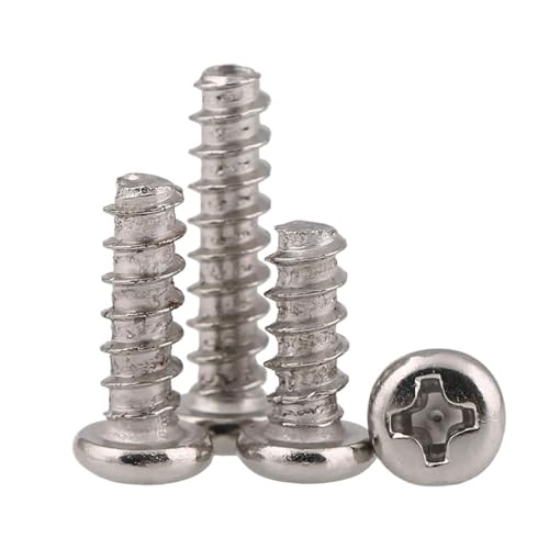 50 Stück M1.4 M2 .3 .6 M3 .5 M4 Mini-Blechschrauben mit rundem Kopf und flachem(Nickel plated10mm,M3-50pcs) von AOIMBNQC