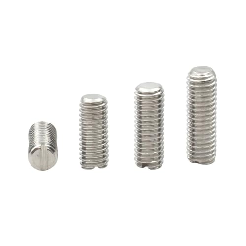 50 Stück M1.6 M2 .5 M3 M4 304 Edelstahl Schlitzkopf Flachkopf Madenschraube Kopflose Stellschrauben(5mm,M4 (50PCS)) von AOIMBNQC