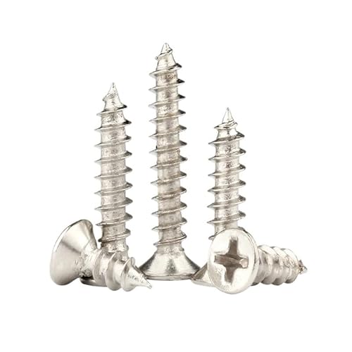 500 Stück M1 .2 .3 .4 .5 Mini-Stahl, vernickelt, versenkt, flacher Kopf, selbstschneidende Holzschraube(6mm,M1.5 (500pcs)) von AOIMBNQC