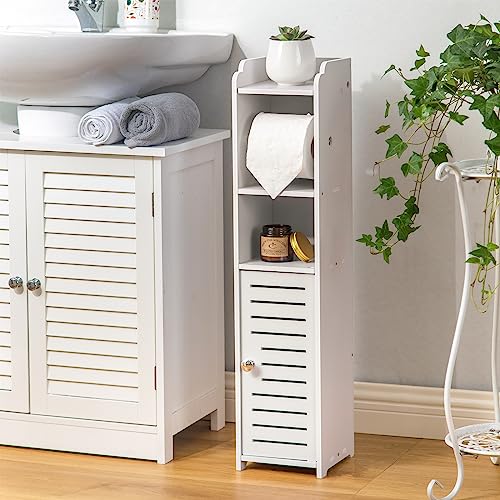 AOJEZOR Badezimmer-Aufbewahrungsschrank mit kleinem Platz, Schrank mit Toilettenpapierhalter zum Aufstellen neben der Toilette, Weiß AOJEZOR Badezimmer-Aufbewahrungsschrank mit kleinem Platz, Schrank mit Toilettenpapierhalter zum Aufstellen neben der Toilette, Weiß von AOJEZOR