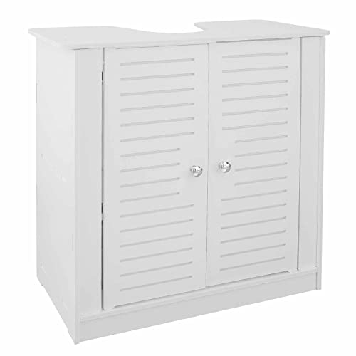 AOJEZOR Waschbeckenunterschrank für das Badezimmer, freistehend, mit 2 Türen aus Holz, weiß, Unterschrank unter der Spüle von AOJEZOR