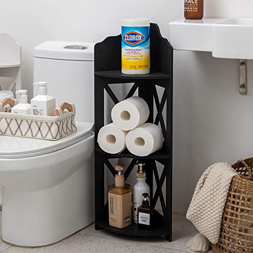 Aojezer Toilettenpapier-Aufbewahrung, Badezimmer-Aufbewahrungsschrank für kleines Badezimmer, Badezimmer-Aufbewahrungsschrank mit Toilettenpapierhalter, Toilettenpapierständer für kleinen Raum Schwarz von AOJEZOR