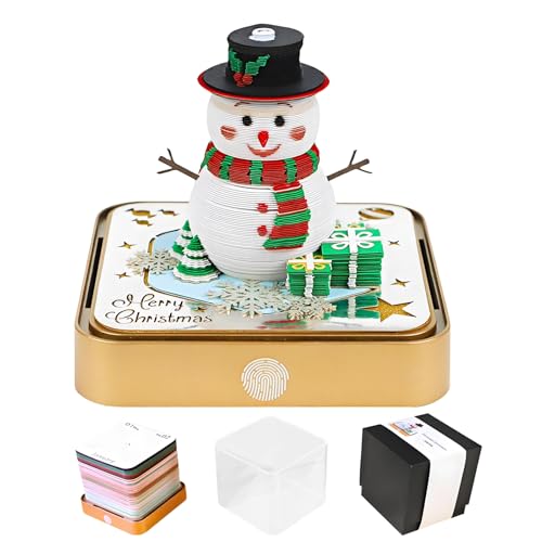 3D-Tischkalender, 2026 Kalender zum Abreißen, DIY-Schneemann-Skulptur-Notizen, 3D-Notizblock, Papierschnitzkunst mit LED-Licht und Staubschutzhülle, Abreißbare DIY-Notizzettel Geschenk von AOJUIGO