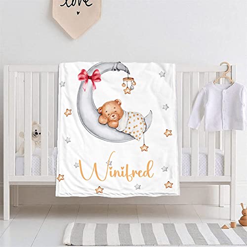 AOKILE Babydecke mit Namen Geburtsdatum personalisiert,Individuelle Baby Decke Junge Mädchen kuschelig weich Kinderdecke Namensdecke für Geburtstag, Geschenke von AOKILE