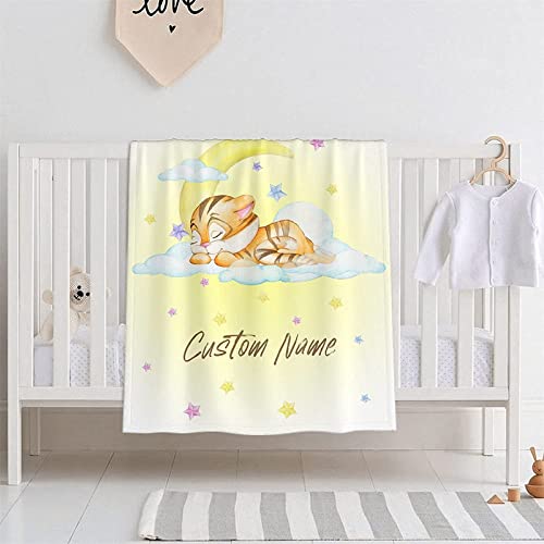 AOKILE Babydecke mit Namen Geburtsdatum personalisiert,Individuelle Baby Decke Junge Mädchen kuschelig weich Kinderdecke Namensdecke für Geburtstag, Geschenke von AOKILE