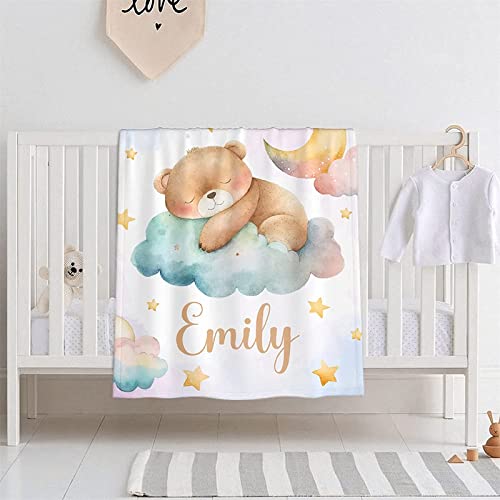 AOKILE Babydecke mit Namen Geburtsdatum personalisiert,Individuelle Baby Decke Junge Mädchen kuschelig weich Kinderdecke Namensdecke für Geburtstag, Geschenke von AOKILE