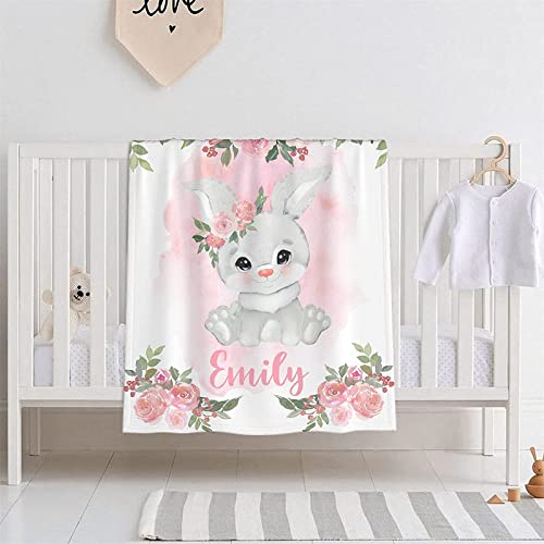 AOKILE Babydecke mit Namen Geburtsdatum personalisiert,Individuelle Baby Decke Junge Mädchen kuschelig weich Kinderdecke Namensdecke für Geburtstag, Geschenke von AOKILE