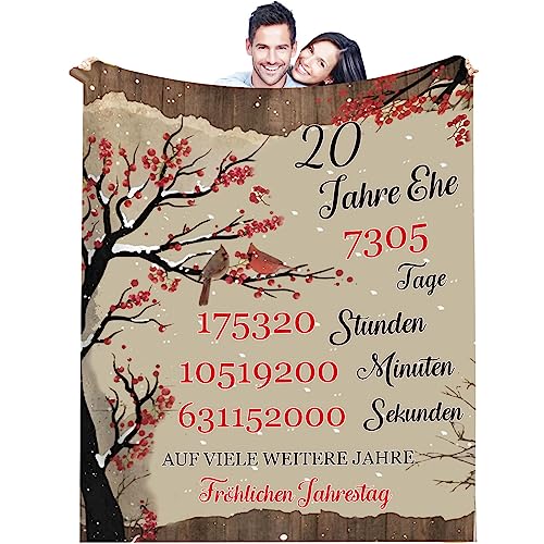 AOKILE Decke zum 20 Jahre Hochzeitstag,Superweiche Kuscheldecke Fleecedecke Geschenk Hochzeitstag, Jahrestag Hochzeitstag Valentinstag Geburtstag Geschenke Für Sie Ihn von AOKILE