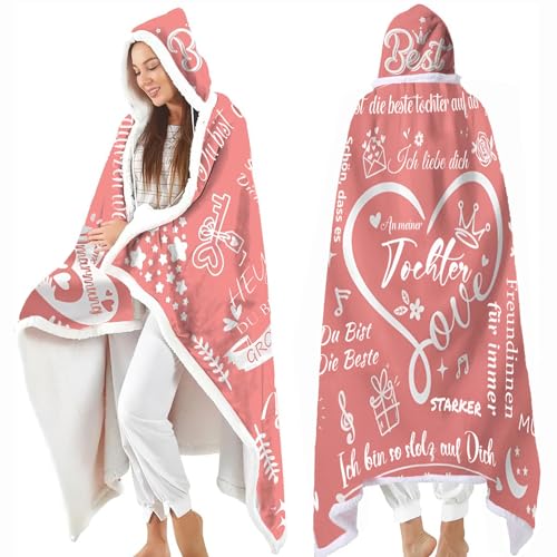 AOKILE Geschenk für Tochter, Personalisierte Decke Geschenke An Meine Tochter, Hoodie Decke mit Kapuze und Ärmeln Flanell Tragbare Decke Weich Decke Hoodie Geschenke für Tochter von AOKILE