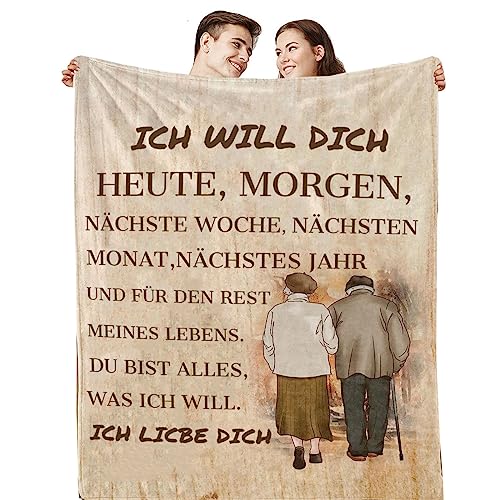 AOKILE Hochzeitsgeschenk Personalisierte Decke, Geschenkidee für Frau Mann Paar Brautpaar zum Hochzeit Valentinstag Jubiläum Geburtstag, Kuscheldecke Flauschig von AOKILE