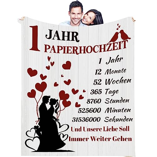 AOKILE Kuscheldecke An Meine Frau Mann, 1. Hochzeitstag Geschenk für Frauen Männer,Flauschige Fleecedecke Geburtstagsgeschenk Hochzeitsgeschenk Geschenkideen von AOKILE