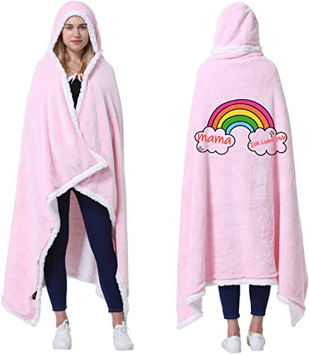 AOKILE Kuscheldecke Decke mit Ärmeln und Kapuze Geschenk für Frauen Tragbare Decke Mama Geschenke Sofadecke Mama Kuscheldecke Flauschig von AOKILE