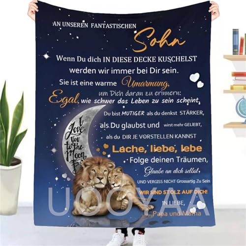 AOKILE Kuscheldecke Flauschige Personalisierte Decke Geschenke An Meine Sohn von Mama und Papa,Geburtstagsgeschenk für Sohn Super Weiche Decke Flanell,Wohndecke 18 Geburtstag Sohn von AOKILE