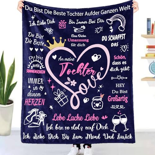 AOKILE Kuscheldecke Geschenke für Meine Tochter, Flanell Briefdecke Ideal als Bettdecke, Sofadecke oder Reisebegleiter, Perfekt Geburtstags Weihnachtengeschenk Geschenk für Tochter von Papa Mama von AOKILE