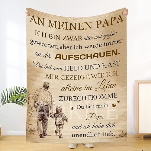 AOKILE Kuscheldecke Geschenke für Papa,Flauschige Personalisierte Decke,Geburtstagsgeschenk Vatertagsgeschenke für Papa,Vater Geschenk zum Papa Geburtstag von AOKILE