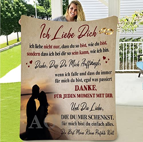 AOKILE Kuscheldecke Personalisierte Decke An Meine Ehemann,Frau für Ehemann Deutsche Nachricht Briefdecke Positiv Ermutigen Wohndecke für Couch Bett Tv-Decken Geschenk(An Meine Ehemann-M) von AOKILE