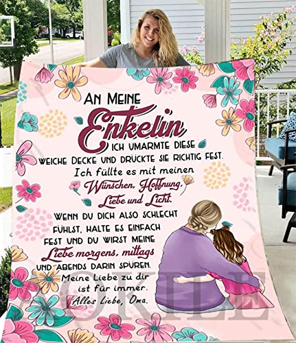 AOKILE Kuscheldecke Personalisierte Decke An Meine Enkelin, Kuschelst Decke von Oma zu Enkelin Deutsche Nachricht Briefdecke Positiv Ermutigen Wohndecke für Couch Bett Tv-Decken Geschenk von AOKILE