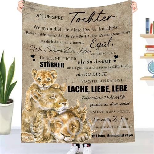 AOKILE Kuscheldecke Personalisierte Decke An Meine Tochter von Mama und Papa,Geburtstagsgeschenk für Tochter Deutsche Nachricht Briefdecke Positiv Ermutigen Wohndecke für Tv-Decken Geschenk von AOKILE