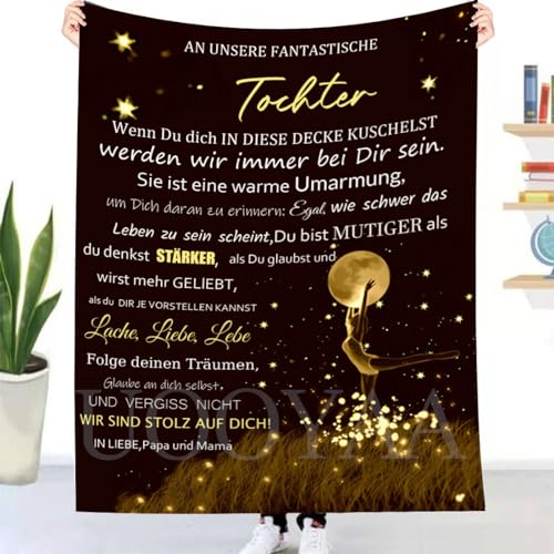 AOKILE Kuscheldecke Personalisierte Decke An Meine Tochter von Mama und Papa,Geburtstagsgeschenk für Tochter Deutsche Nachricht Briefdecke Positiv Ermutigen Wohndecke für Tv-Decken Geschenk von AOKILE