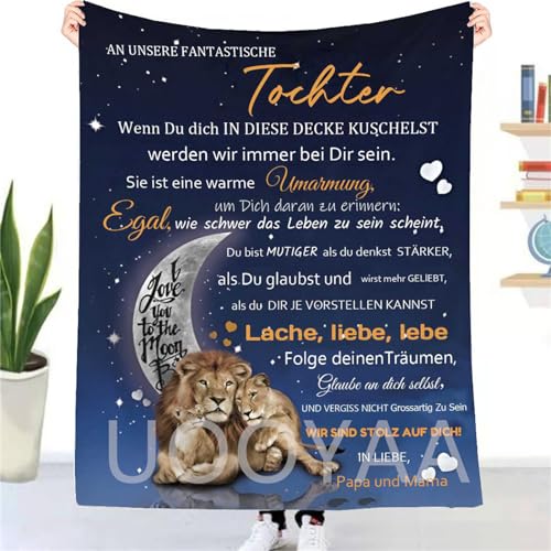 AOKILE Kuscheldecke Personalisierte Decke An Meine Tochter von Mama und Papa,Geburtstagsgeschenk für Tochter Deutsche Nachricht Briefdecke Positiv Ermutigen Wohndecke für Tv-Decken Geschenk von AOKILE