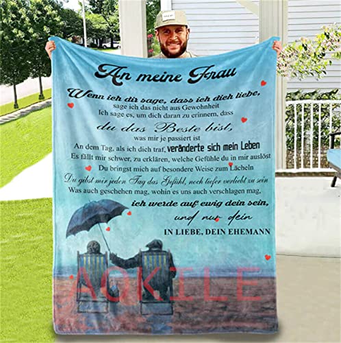 AOKILE Kuscheldecke Personalisierte Flanell Decke An Meine Frau,Positiv Ermutigen Nachricht Brief Decke für Tagesdecke Wohnzimmerdecke Tv-Decken Geschenk Valentinstag (An Meine Frau -L) von AOKILE