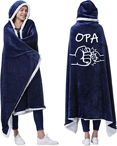 Geschenk für Opa Hoodie Decke mit Kapuze Sweatshirt Tragbare Decke für Opa Erwachsene,Blanket Hoodie,Superweiche und Warme Flanell Decken Hoodie von AOKILE