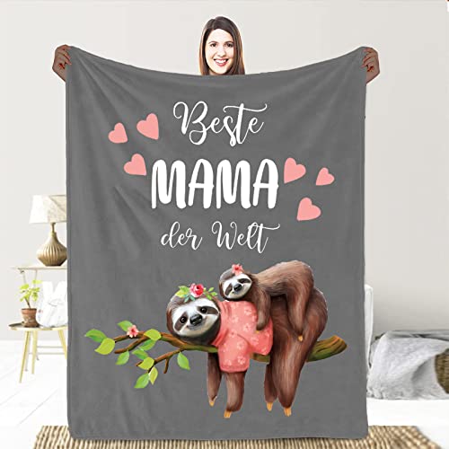 Geschenke für Mama Faultier Kuscheldecke Flauschig An Meine Mama Personalisierte Decke,Super Weich Warme Sofadecke Wohndecke Schlafdecke, Geburtstag, Weihnachten Geschenke von AOKILE