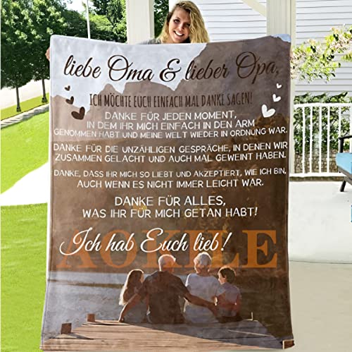 AOKILE Kuscheldecke An Meine Oma Opa Decke,Opa Oma Geschenke Geburtstag Geschenk Opa Oma Weihnachten Geschenk für Opa Oma Faultier Kuscheldecke Flauschig von AOKILE