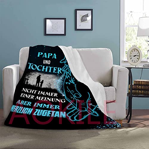 AOKILE Kuscheldecke Flauschige Personalisierte Decke Papa An Meine Tochter,Vater für Töchter Deutsche Nachricht Luftpost Positiv Ermutigen Decke für Geburtstag,Weihnachten(Papa zu Tochter,150×220) von AOKILE