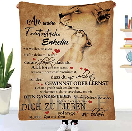 AOKILE Kuscheldecke Personalisierte Decke Geschenke,An Unsere Enkelin Decke Kuschelst Von Oma und Opa,Weiche Decke Nachricht Briefdecke Positiv Ermutigen Liebe,Geeignet für Couch, Sofa, Bett von AOKILE