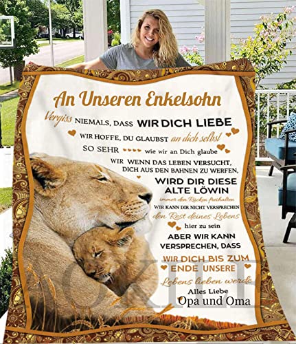 AOKILE Kuscheldecke Personalisierte Decke Geschenke,An Unseren Enkel Von Oma und Opa Super Weiche Kuschelst Decke Flanell,Nachricht Briefdecke Mit Namen Geschenke,Geburtstag,Weihnachten von AOKILE